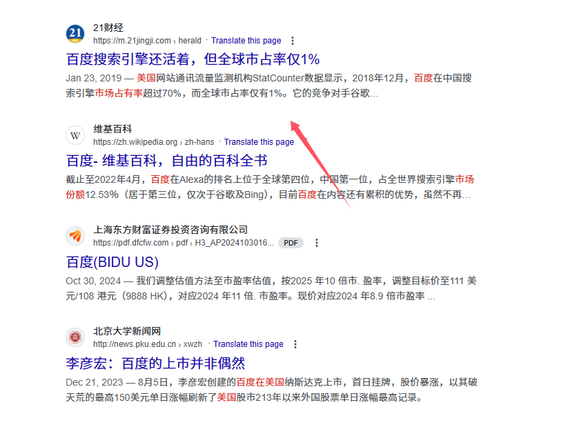 百度在美國的市場占有率高嗎?